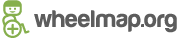 Das Bild zeigt das Logo von wheelmap.org mit einer gezeichneten Person in einem Rollstuhl. 
